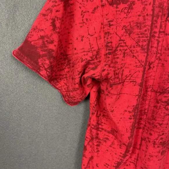 Affliction Shirt Men L Live Fast Fleur Dirty Red Wash MMA UFC Biker Rocker VTG - Picture 8 of 12